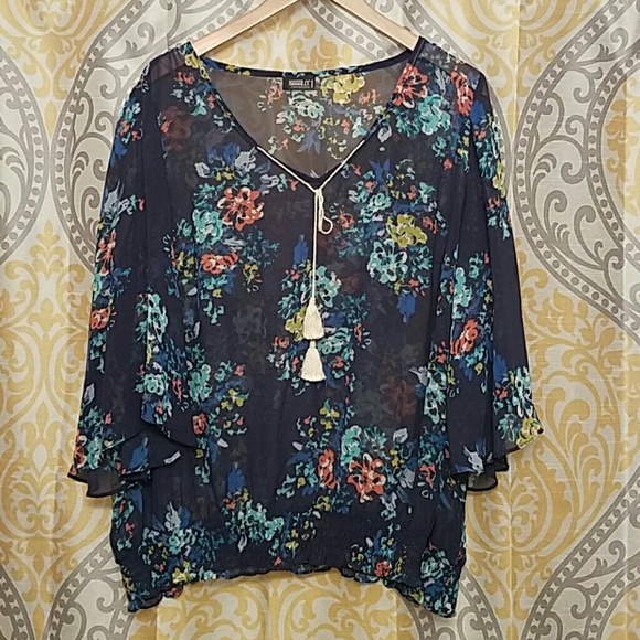 a.n.a Tops - Sheer Floral Blouse